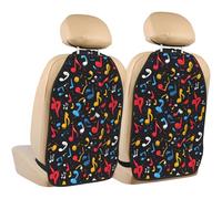 TZTTZT Music Notes Colorful Print Kick Mats Back Seat Protector 2 Pack, X-Large Kick Mats Protect from Dirt, Mud, Car Back Seat Cover Protector with 3 Organizers, Car Accessories