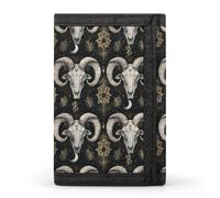 TZTTZT Mystic Ram Skull Print Wallet for Men, Small Men's Bifold Wallet, 8 Credit Card Holder Slim Minimalist Front Pocket