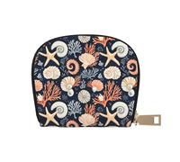 TZTTZT Nautical Shell Starfish Print Credit Card Holder for Women, Card Case Wallet, Leather Credit Cards Holder Wallet