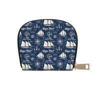 TZTTZT Navy Blue Nautical Pattern Print Credit Card Holder for Women, Card Case Wallet, Leather Credit Cards Holder Wallet