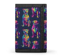 TZTTZT Neon Pitbull Graffiti Print Wallet for Men, 8 Credit Card Holder Slim Minimalist Front Pocket Small Mens Bifold Wallets