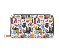 TZTTZT New York City Street Scene Print Wallet Women, Leather Bifold Multi Card Wallet, Long Purse Women's Wallets
