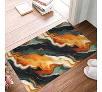 TZTTZT Orange-Green Marble Print Bathroom Rugs 16x24 Inches, Non-Slip Absorbent Bath Mat Rugs, Machine Washable Bath Mats Shower Rug for Bathroom