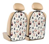 TZTTZT Owl in The Woods Print Kick Mats Back Seat Protector 2 Pack, X-Large Kick Mats Protect from Dirt, Mud, Car Back Seat Cover Protector with 3 Organizers, Car Accessories