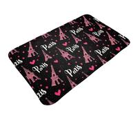 TZTTZT Paris Eiffel Heart Print Bathroom Rugs 30x20 Inches, Absorbent Non Slip Bath Mat Rugs, Machine Washable Shower Rug Bath Mats for Bathroom
