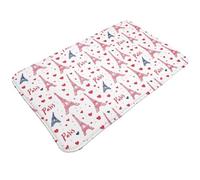TZTTZT Paris Eiffel Pink Print Bathroom Rugs 30x20 Inches, Absorbent Non Slip Bath Mat Rugs, Machine Washable Shower Rug Bath Mats for Bathroom