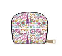 TZTTZT Peace Love And Dove Flower Power Credit Card Holder for Women, Leather Credit Card Holder Wallet, Card Case Wallet