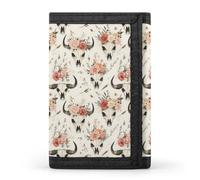 TZTTZT Pink Flowers Sheep Skulls Print Wallet for Men, Small Men's Bifold Wallet, 8 Credit Card Holder Slim Minimalist Front Pocket