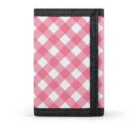 TZTTZT Pink Gingham Plaid Print Wallet for Men, Small Men's Bifold Wallet, 8 Credit Card Holder Slim Minimalist Front Pocket