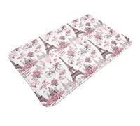 TZTTZT Pink Paris Street Scene Print Bathroom Rugs 30x20 Inches, Absorbent Non Slip Bath Mat Rugs, Machine Washable Shower Rug Bath Mats for Bathroom