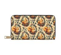 TZTTZT Plants and Squirrels Print Wallet Women, Leather Bifold Multi Card Wallet, Long Purse Women's Wallets