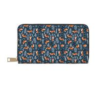 TZTTZT Playful Foxes Forest Blues Wallet Women, Leather Bifold Multi Card Wallet, Women's Wallets Long Purse