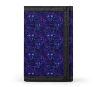 TZTTZT Purple Cyber Wolf Head Print Wallet for Men, Small Men's Bifold Wallet, 8 Credit Card Holder Slim Minimalist Front Pocket