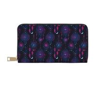 TZTTZT Purple Feather Pendant Print Wallet Women, Leather Bifold Multi Card Wallet, Long Purse Women's Wallets