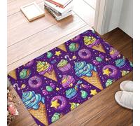 TZTTZT Purple Ice Cream Donut Print Bathroom Rugs 16x24 Inches, Non-Slip Absorbent Bath Mat Rugs, Machine Washable Bath Mats Shower Rug for Bathroom