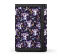 TZTTZT Purple Koala Flowers Print Wallet for Men, 8 Credit Card Holder Slim Minimalist Front Pocket Small Mens Bifold Wallets