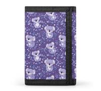 TZTTZT Purple Plant Koala Print Wallet for Men, 8 Credit Card Holder Slim Minimalist Front Pocket Small Mens Bifold Wallets