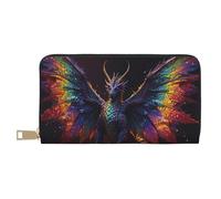 TZTTZT Rainbow Wings Majestic Dragon Wallet Women, Leather Bifold Multi Card Wallet, Women's Wallets Long Purse
