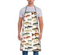 TZTTZT Realistic Fish Print Aprons for Women Men - Chef Apron for Kitchen Cooking Baking Grill Gardening Artist