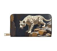 TZTTZT Realistic White Leopard Print Wallet Women, Leather Bifold Multi Card Wallet, Long Purse Women's Wallets