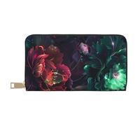 TZTTZT Red and Green Carnation Wallet Women, Leather Bifold Multi Card Wallet, Women's Wallets Long Purse