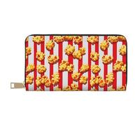 TZTTZT Red and White Popcorn Print Wallet Women, Leather Bifold Multi Card Wallet, Long Purse Women's Wallets