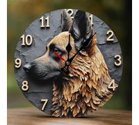 TZTTZT Retro German Shepherd Print Clock for Living Room Decor, Wall Clocks Battery Operated Silent Non Ticking 10 Inch, 2D Printing Decorative Modern Wall Clock for Bedroom Kitchen Office