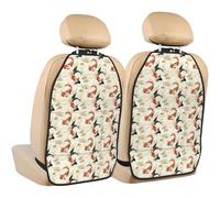 TZTTZT Retro Goldfish Print Kick Mats Back Seat Protector 2 Pack, X-Large Kick Mats Protect from Dirt, Mud, Car Back Seat Cover Protector with 3 Organizers, Car Accessories
