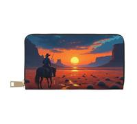 TZTTZT Retro Orange Cowboy-A Print Wallet Women, Leather Bifold Multi Card Wallet, Long Purse Women's Wallets