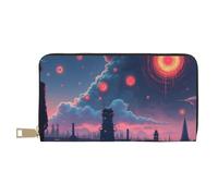 TZTTZT Retro Red Planet Sky Print Wallet Women, Leather Bifold Multi Card Wallet, Long Purse Women's Wallets