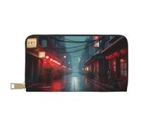 TZTTZT Retro Red Street Scene Print Wallet Women, Leather Bifold Multi Card Wallet, Long Purse Women's Wallets