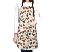 TZTTZT Roosters and Chickens Aprons for Women with 2 Pockets, Aprons for Men Cooking, Adjustable Waterproof Kitchen Chef Apron for Cooking Baking Grill Gardening Artist