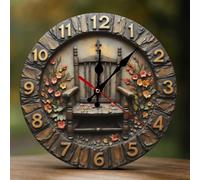 TZTTZT Rustic Brown Rocking Chair Print Clock for Living Room Decor, Wall Clocks Battery Operated Silent Non Ticking 10 Inch, 2D Printing Decorative Modern Wall Clock for Bedroom Kitchen Office
