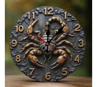 TZTTZT Rustic Brown Scorpion Print Clock for Living Room Decor, Wall Clocks Battery Operated Silent Non Ticking 10 Inch, 2D Printing Decorative Modern Wall Clock for Bedroom Kitchen Office