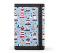 TZTTZT Seagull Lighthouse Anchor Print Wallet for Men, 8 Credit Card Holder Slim Minimalist Front Pocket Small Mens Bifold Wallets