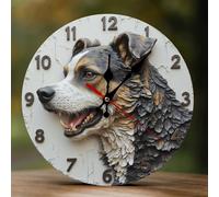 TZTTZT Shepherd Dog Cute Print Clock for Living Room Decor, Wall Clocks Battery Operated Silent Non Ticking 10 Inch, 2D Printing Decorative Modern Wall Clock for Bedroom Kitchen Office