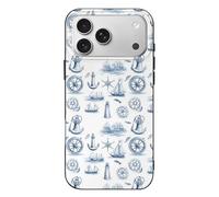 TZTTZT Sketch Anchor Lighthouse Print Compatible with iPhone 17 Pro Max Case Thin Slim, Cute Case Compatible with iPhone 17 Pro Max, Camera Control, Shockproof Protective Multicolor