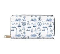 TZTTZT Sketch Anchor Lighthouse Print Wallet Women, Leather Bifold Multi Card Wallet, Long Purse Women's Wallets