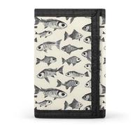 TZTTZT Sketch Big Eye Fish Print Wallet for Men, Small Men's Bifold Wallet, 8 Credit Card Holder Slim Minimalist Front Pocket