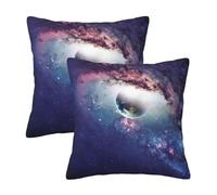 TZTTZT Throw Pillow Covers Set of 2, Planets Stars and Galaxies Pillow Covers 12x12 Inch, Soft Cushion Case Decorative Pillow Cover Cases for Couch Bed Sofa Living Room Farmhouse