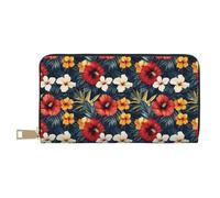 TZTTZT Tropical Flowers Print Wallet Women, Leather Bifold Multi Card Wallet, Long Purse Women's Wallets
