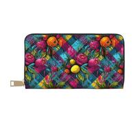TZTTZT Tropical Fruits Print Wallet Women, Leather Bifold Multi Card Wallet, Long Purse Women's Wallets