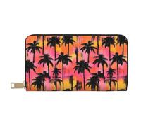TZTTZT Tropical Landscape Silhouette Print Wallet Women, Leather Bifold Multi Card Wallet, Long Purse Women's Wallets