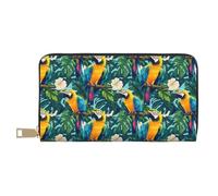 TZTTZT Tropical Parrot Print Wallet Women, Leather Bifold Multi Card Wallet, Long Purse Women's Wallets
