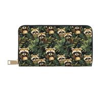 TZTTZT Tropical Raccoon Print Wallet Women, Leather Bifold Multi Card Wallet, Long Purse Women's Wallets