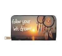 TZTTZT Vintage Brown Dreamcatcher Print Wallet Women, Leather Bifold Multi Card Wallet, Long Purse Women's Wallets
