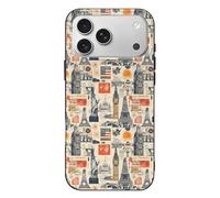 TZTTZT Vintage Landmark Collage Print Compatible with iPhone 17 Pro Max Case Thin Slim, Cute Case Compatible with iPhone 17 Pro Max, Camera Control, Shockproof Protective Multicolor