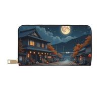 TZTTZT Vintage Orange Halloween Street Print Wallet Women, Leather Bifold Multi Card Wallet, Long Purse Women's Wallets