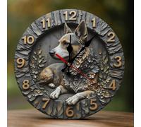TZTTZT Vintage Shepherd Dog Print Clock for Living Room Decor, Wall Clocks Battery Operated Silent Non Ticking 10 Inch, 2D Printing Decorative Modern Wall Clock for Bedroom Kitchen Office