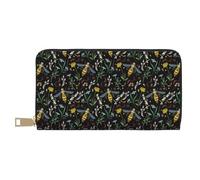 TZTTZT Wasp and Florals Wallet Women, Leather Bifold Multi Card Wallet, Women's Wallets Long Purse